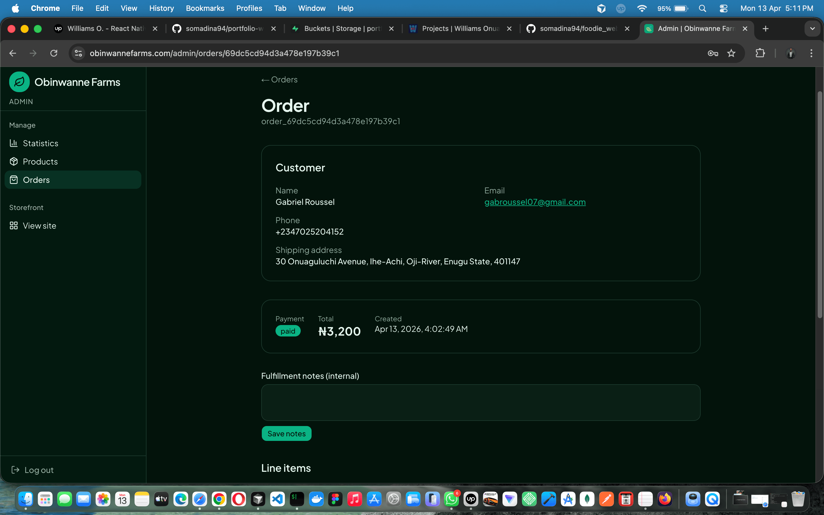 Obinwanne Farms — full-stack farm e-commerce with Paystack, admin ops & branded email — screenshot 7 of 19